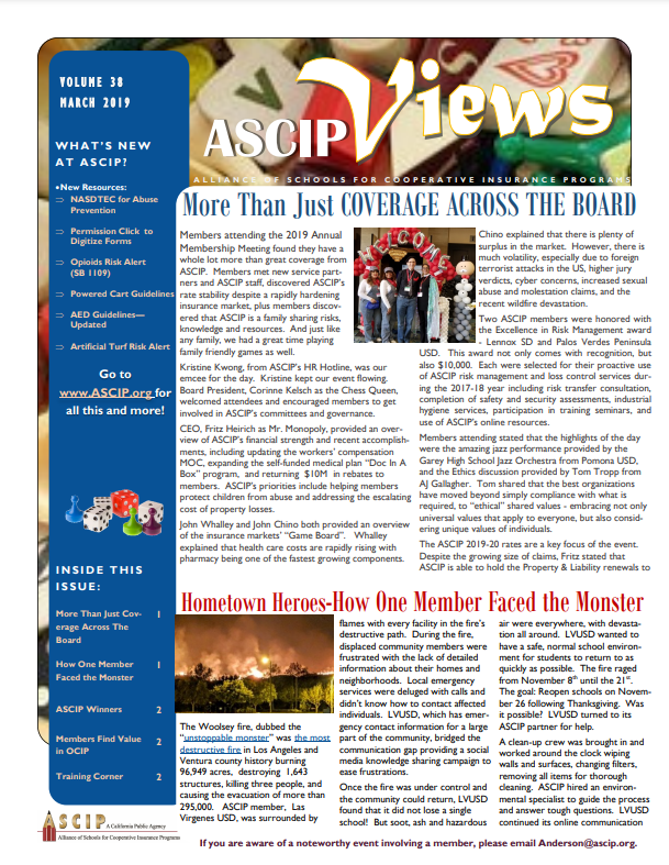 ASCIP Spring Newsletter 2019