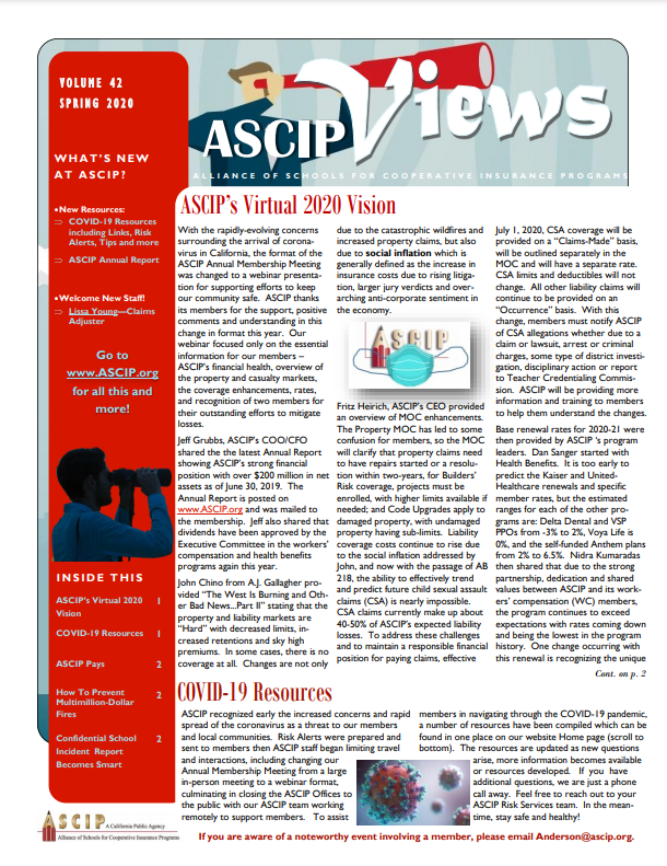 ASCIP Spring Newsletter 2020